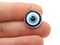 2 19.5mm Blue Evil Eye Pendants Resin and Silver 304 Stainless Steel Charms